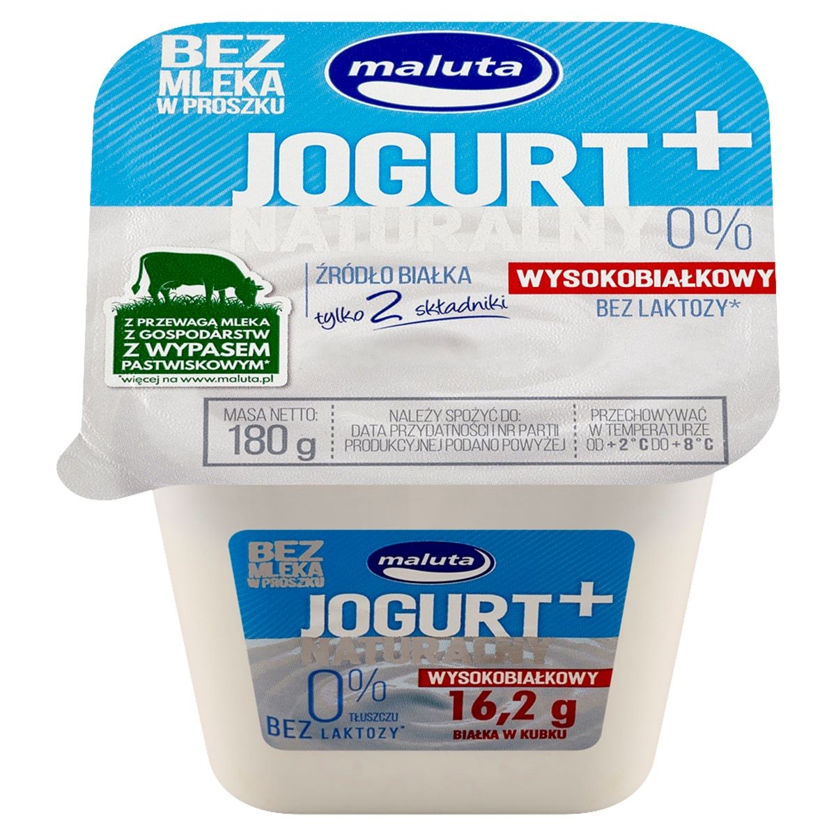 Jogurt naturalny 0% tł. wysokobiałkowy 180g bez laktozy