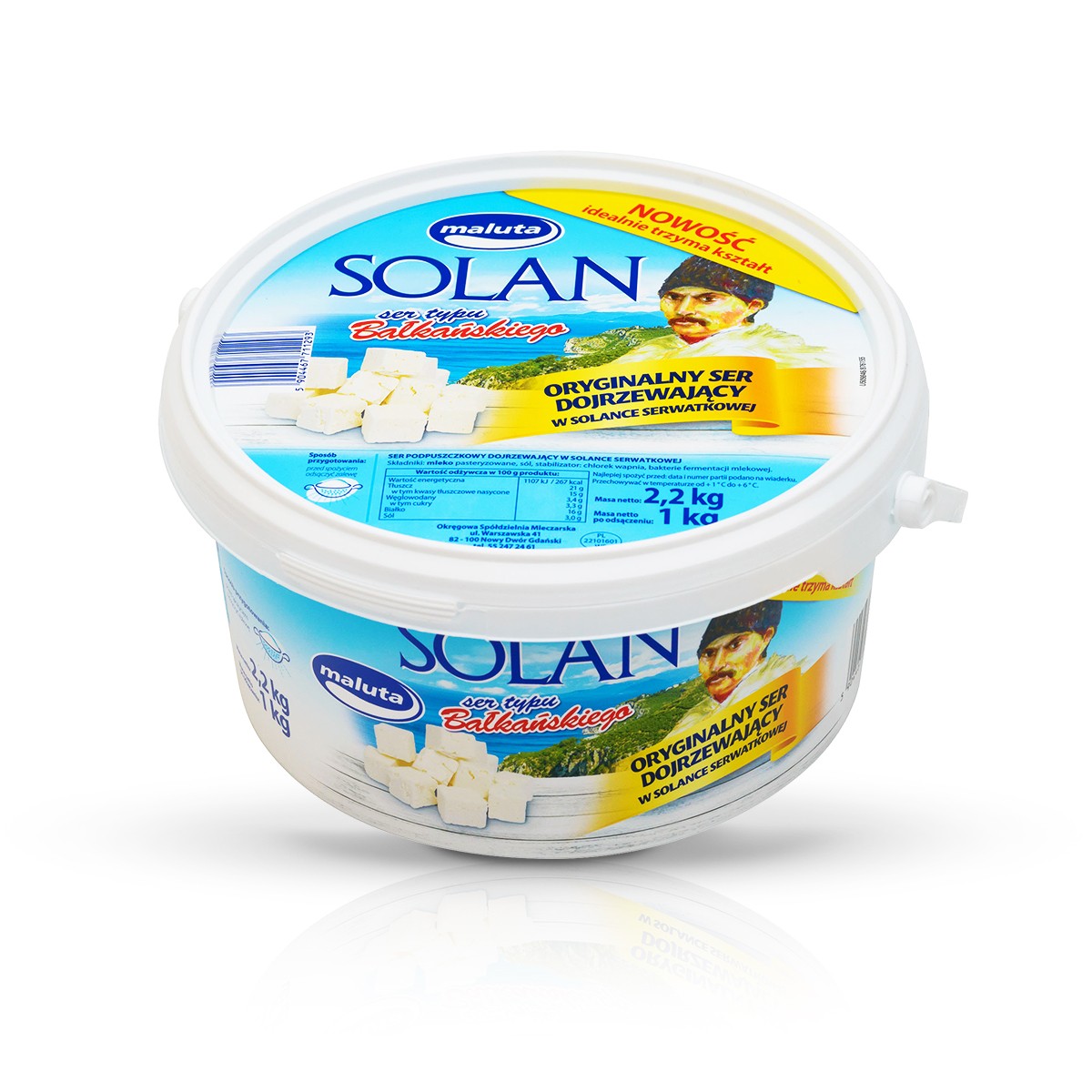 Solan ser sałatkowy typu bałkańskiego dojrzewający w zalewie słonej serwatki w kostkach 1kg