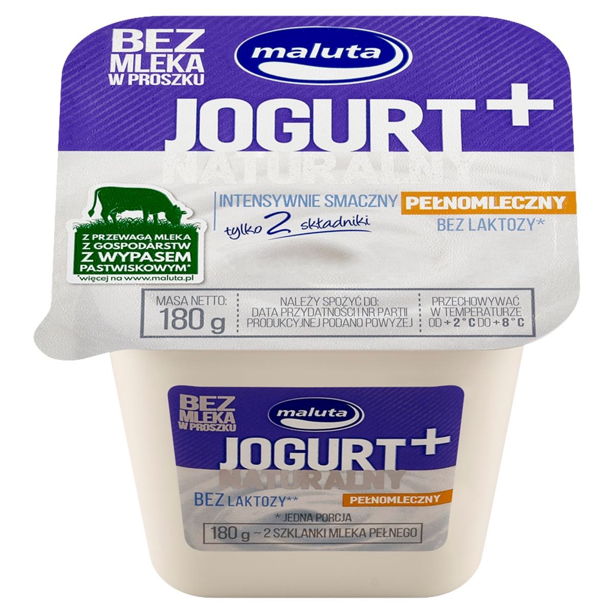 Jogurt naturalny pełnomleczny 180g bez laktozy