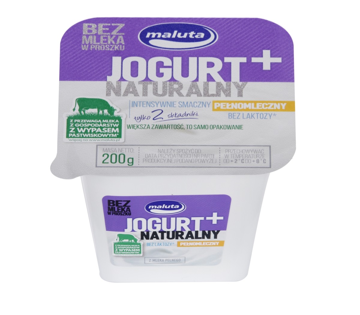 Jogurt naturalny pełnomleczny 200g bez laktozy