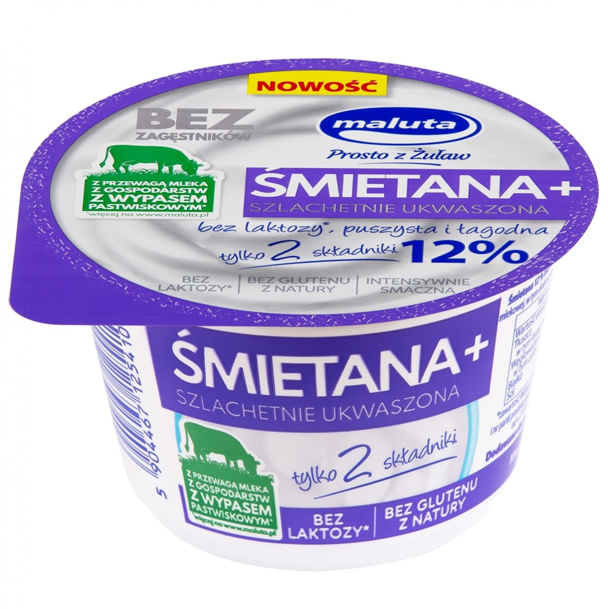 Śmietana+ szlachetnie ukwaszona 12% tł. 200g bez laktozy